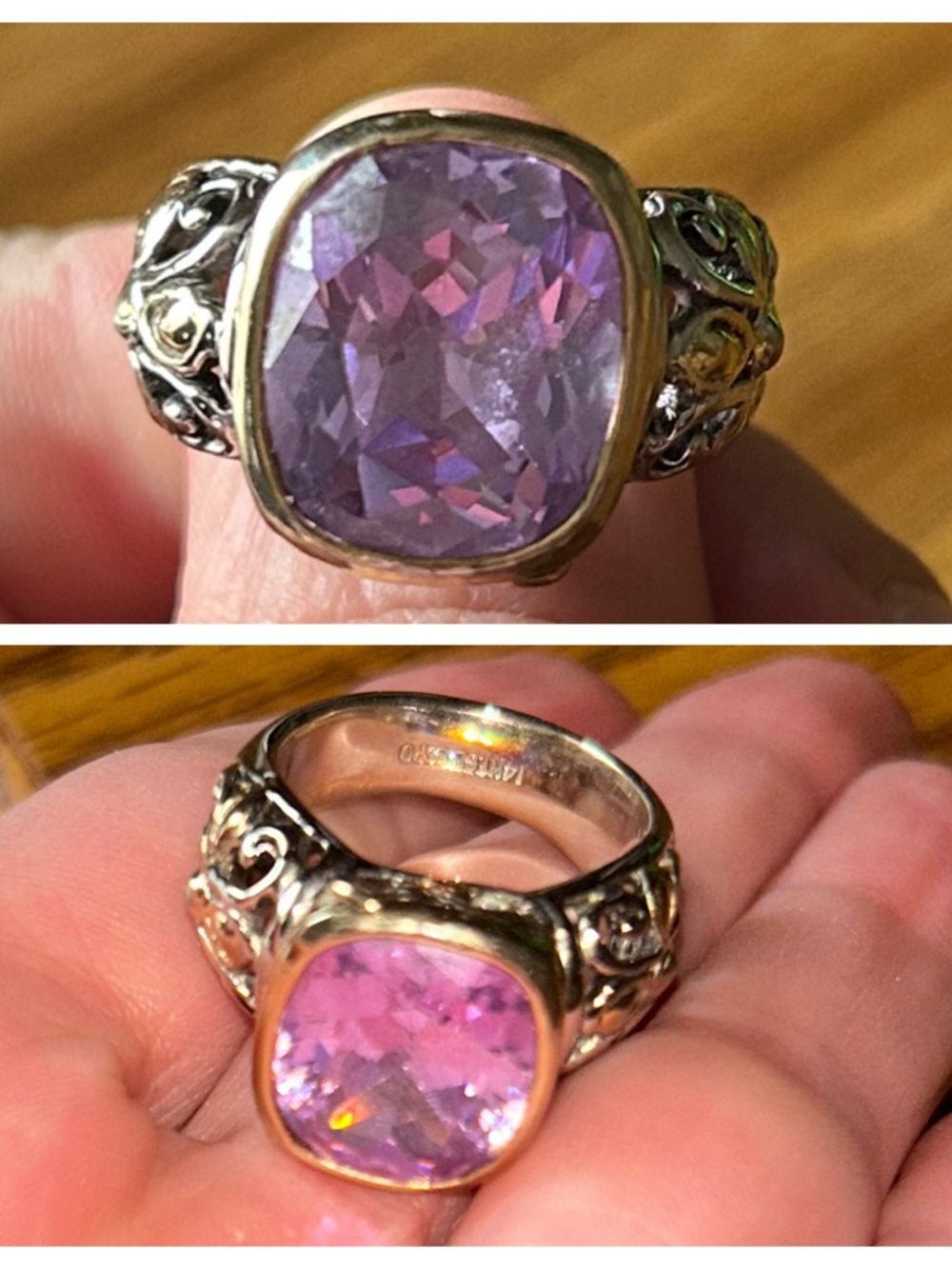 Vintage 14 kt Gold G.E. Amethyst Filigree Ring Jewelry Sz 8 by Joseph Espo